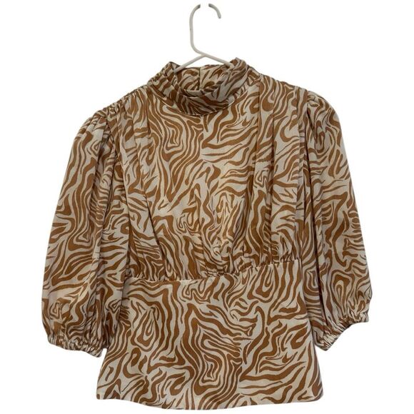 Song of Style Revolve Teagan Top in Zebra Multiple Size S Retro Puff Sleeve - Picture 2 of 8